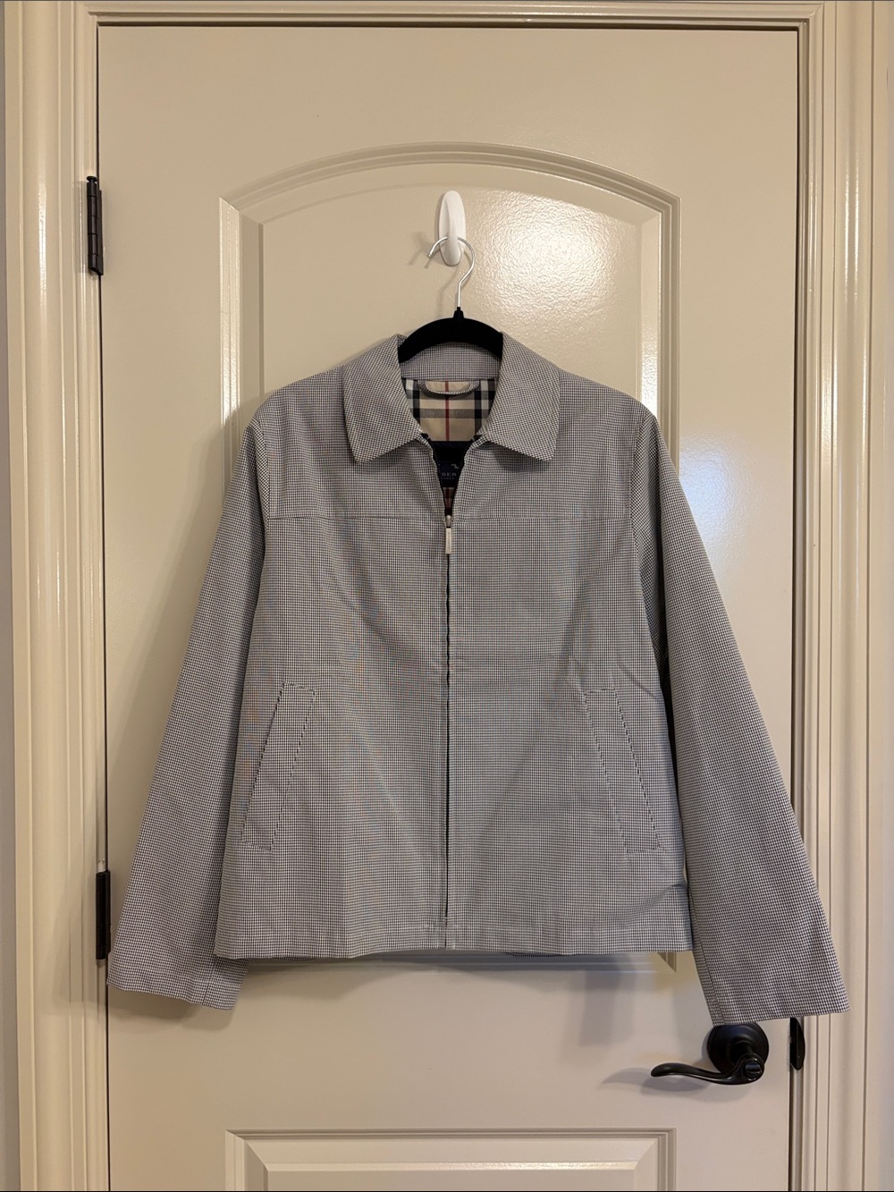 Vintage Burberry London Micro-Grid Check Zip Blouson Jacket NWOT Made in USA